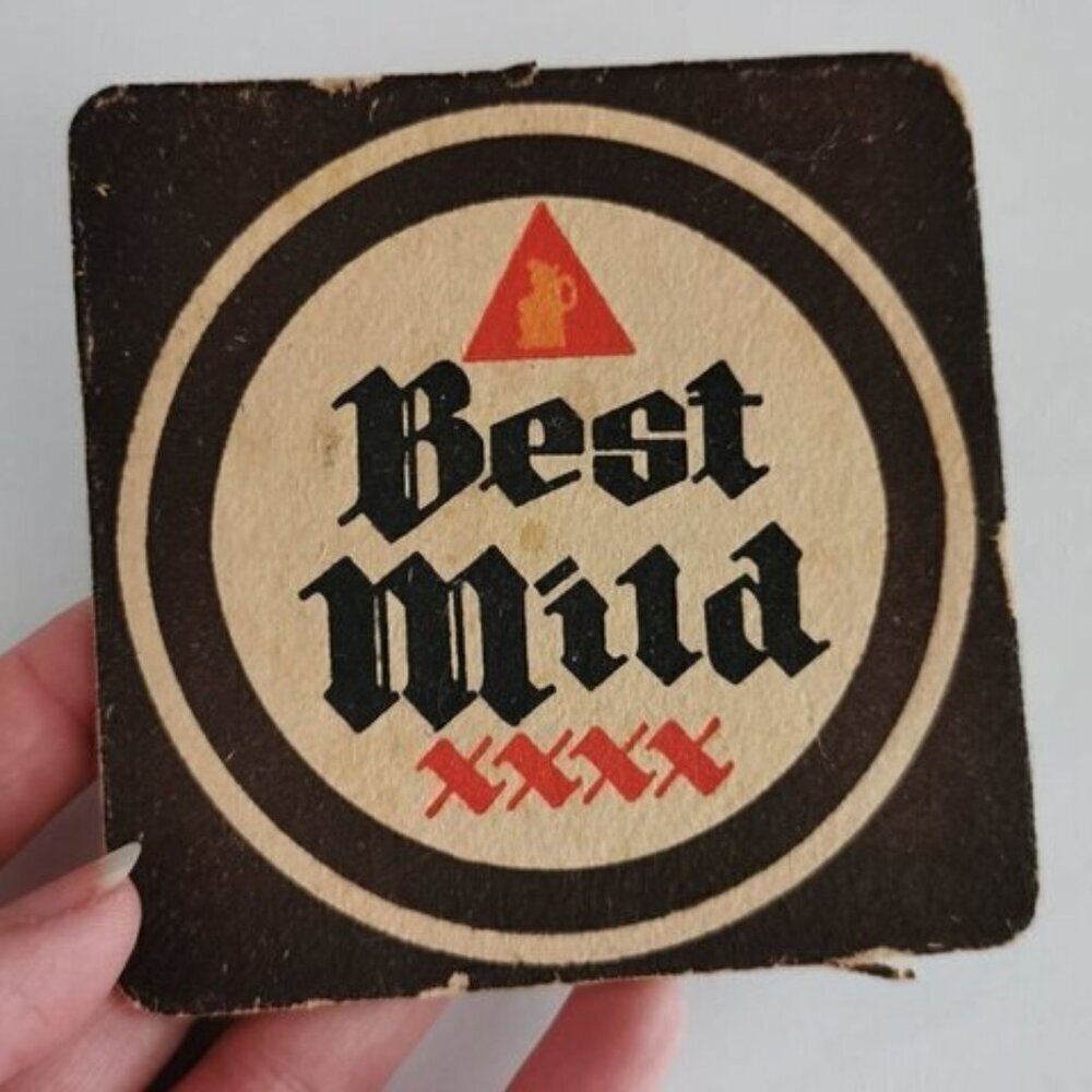 Vintage Best Mild Beer Coaster Toby Light Mat 2-Side Breweriana English Drinks